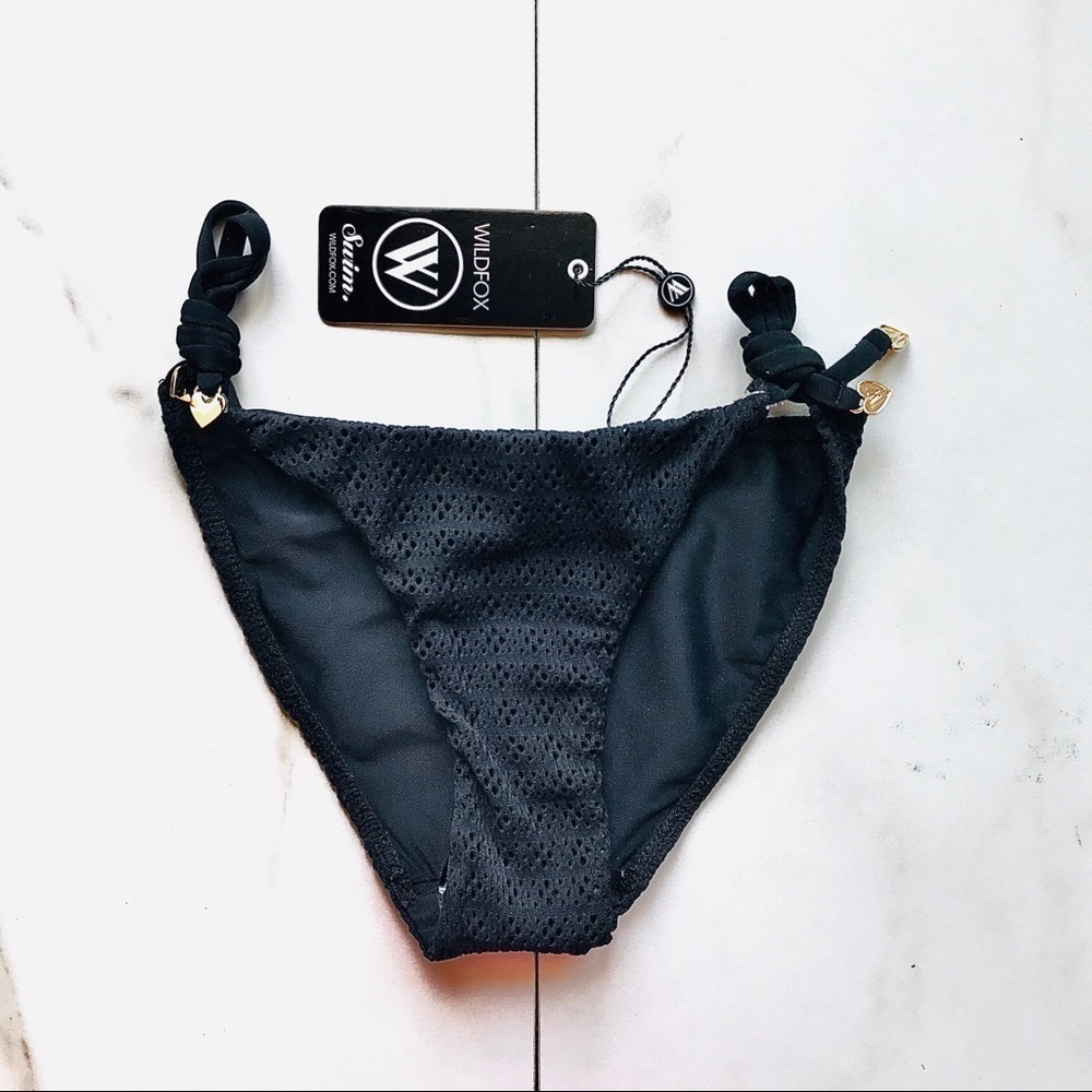 NWT Wildfox Net Black Side Tie Bikini Bottoms